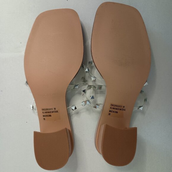Steve Madden Studded Block Heel Clear Strappy Shoes Women’s Size 8M - Picture 6 of 12